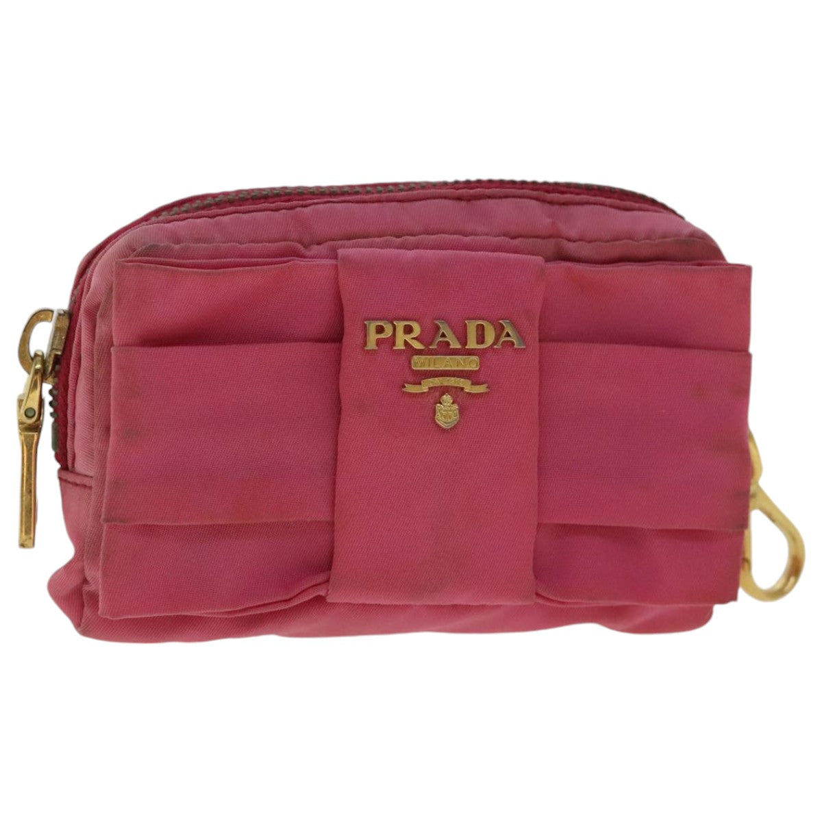 PRADA Pouch Nylon Pink Gold Auth bs19124