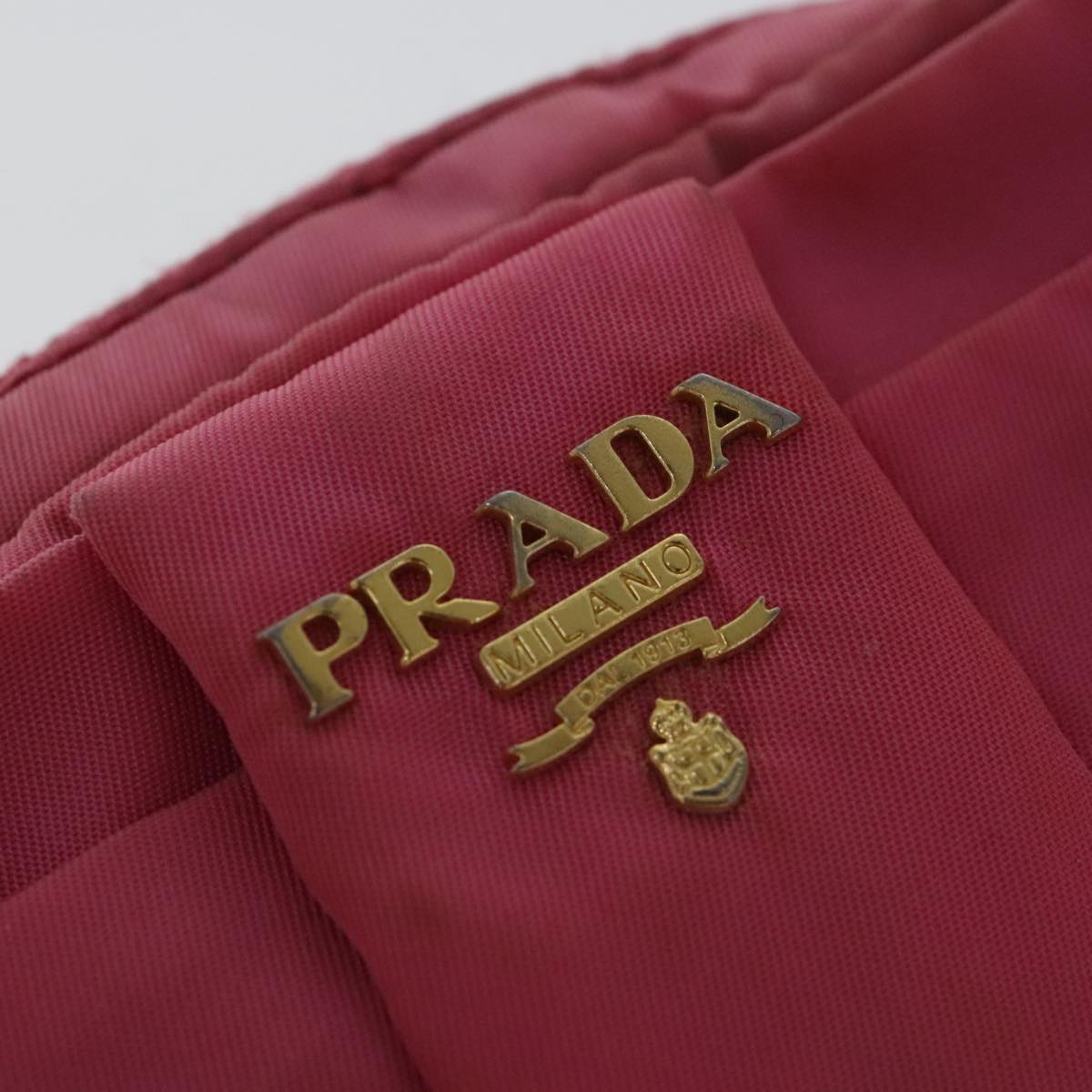 PRADA Pouch Nylon Pink Gold Auth bs19124