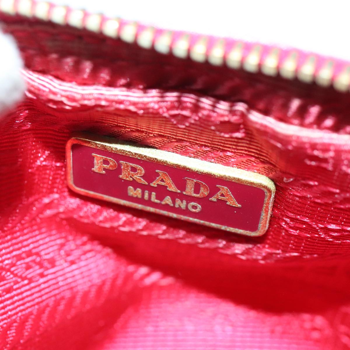 PRADA Pouch Nylon Pink Gold Auth bs19124