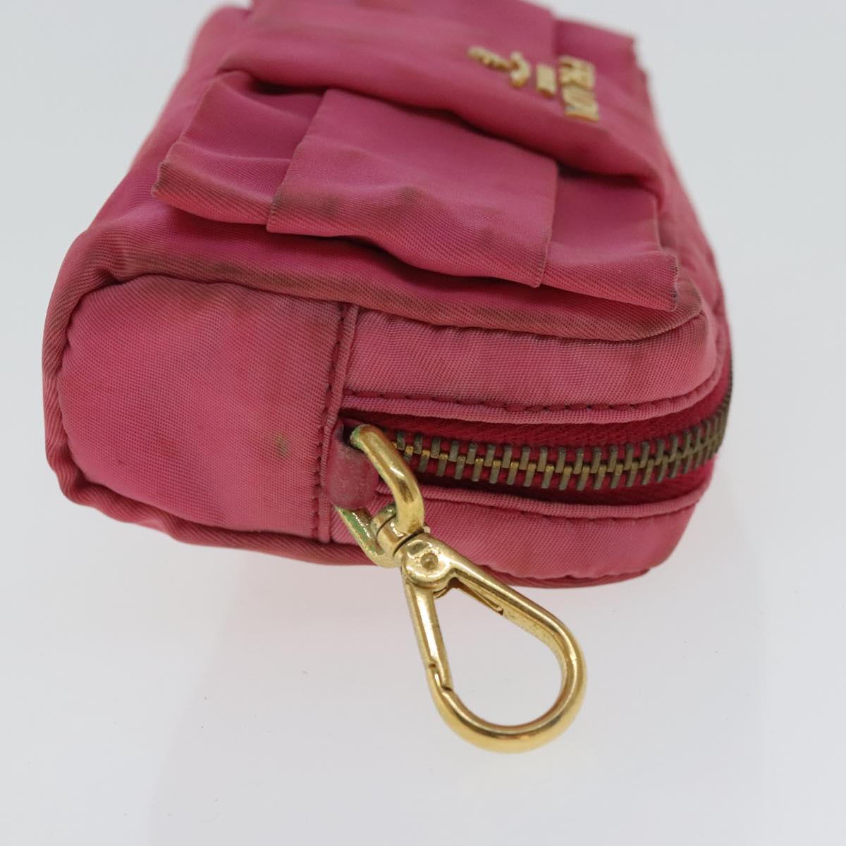 PRADA Pouch Nylon Pink Gold Auth bs19124