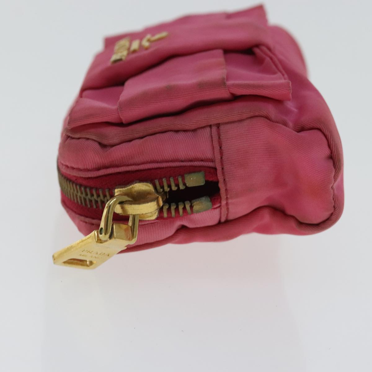 PRADA Pouch Nylon Pink Gold Auth bs19124