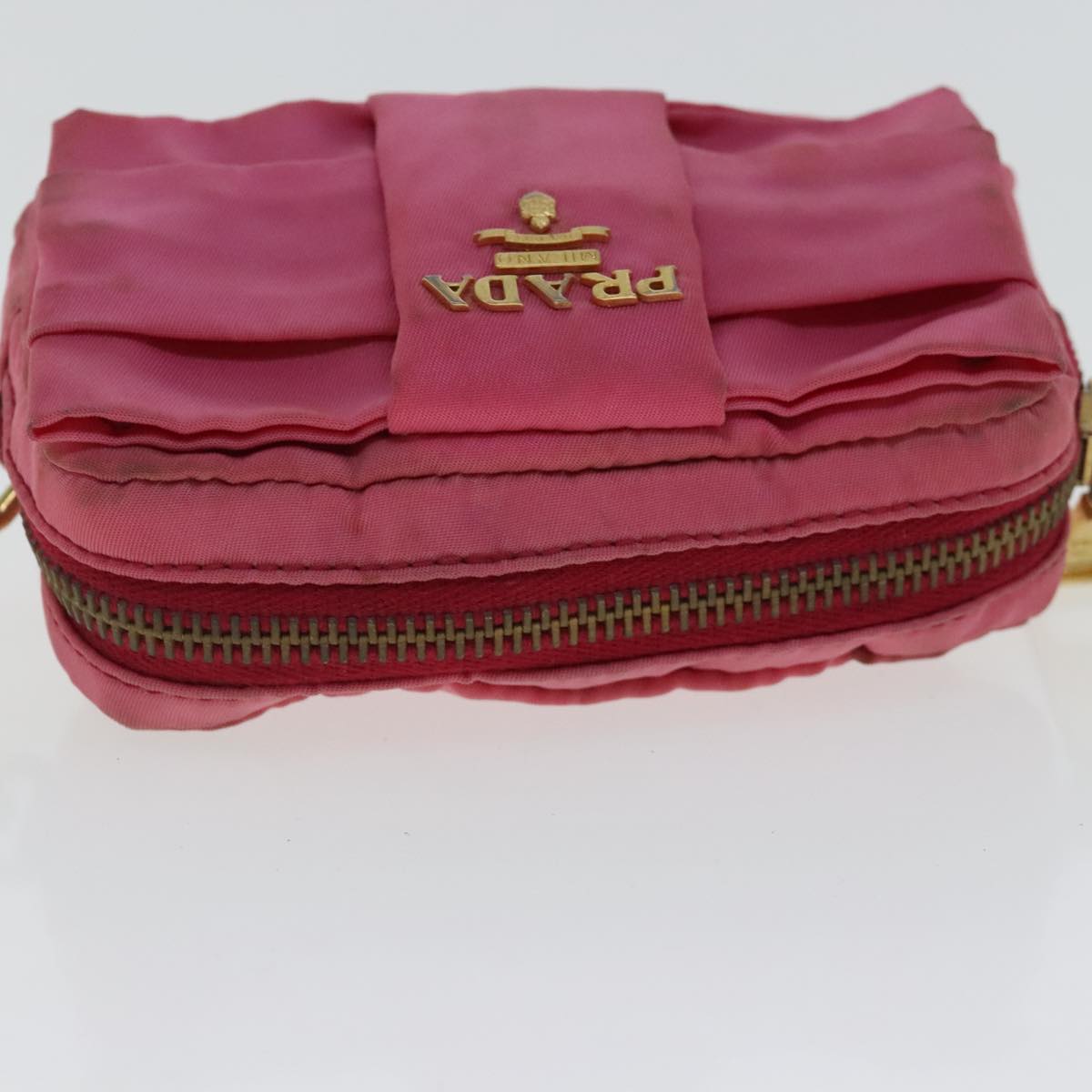 PRADA Pouch Nylon Pink Gold Auth bs19124