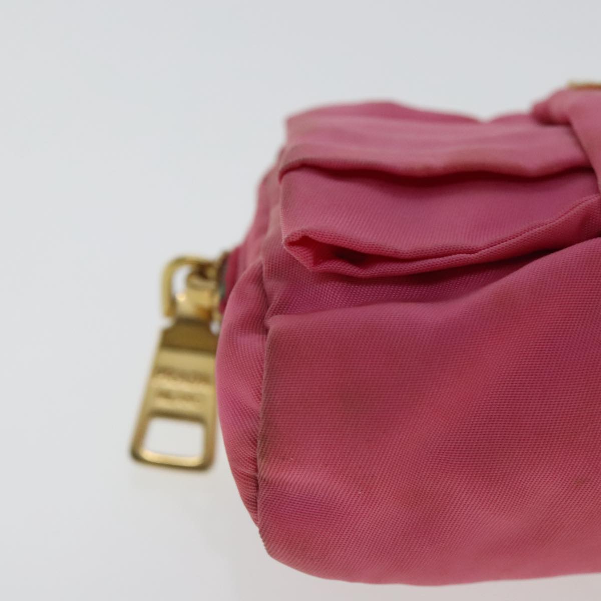 PRADA Pouch Nylon Pink Gold Auth bs19124