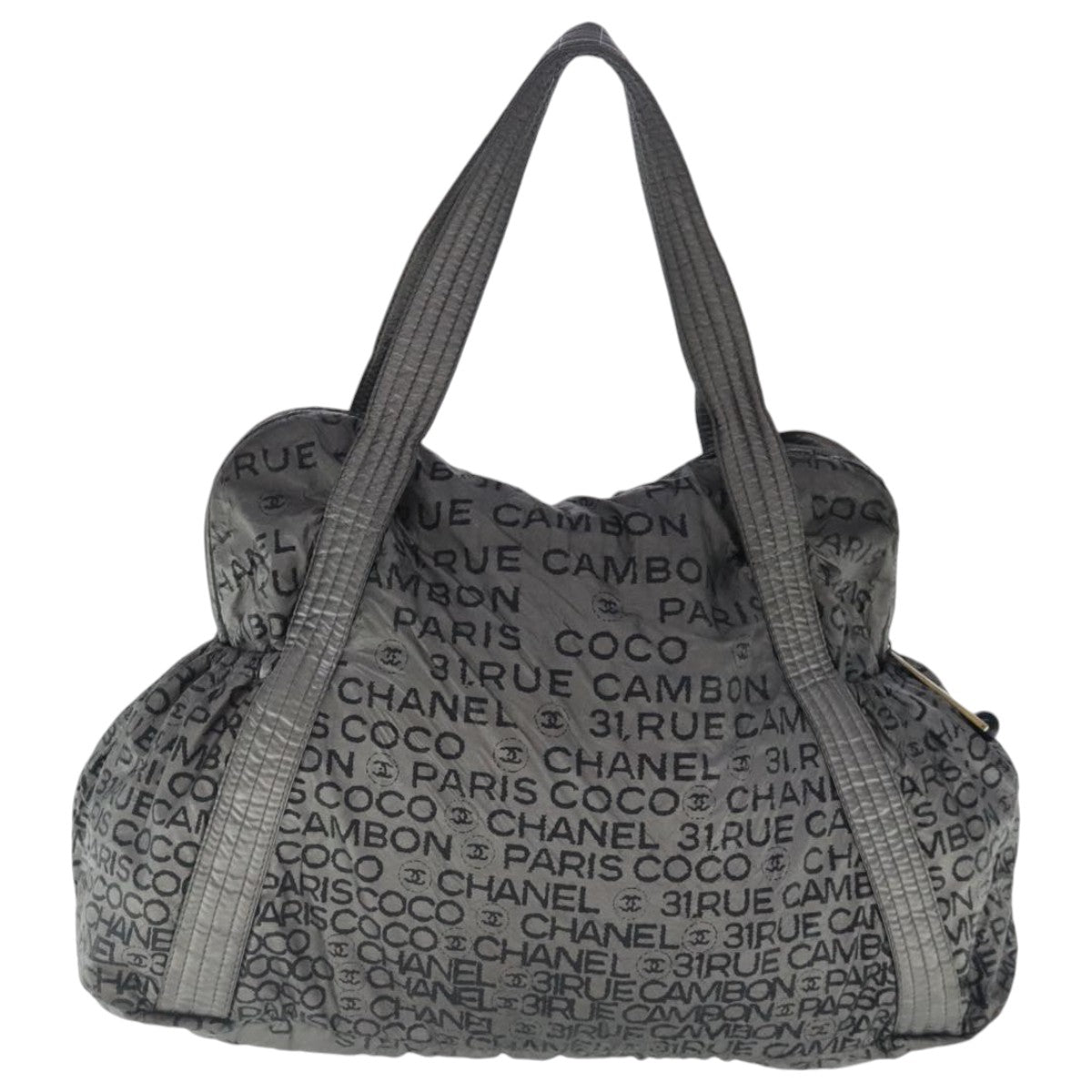 CHANEL Unlimited Tote Bag Nylon Silver CC Auth bs19128