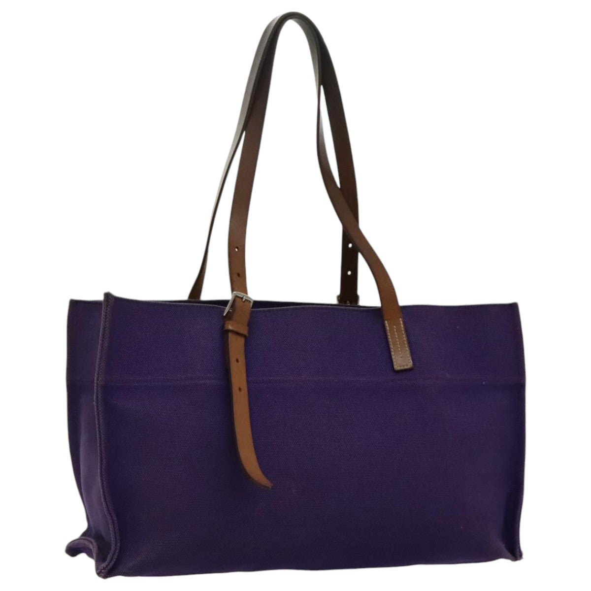 HERMES Etriviere Tote Bag Canvas Purple Silver Auth bs19129