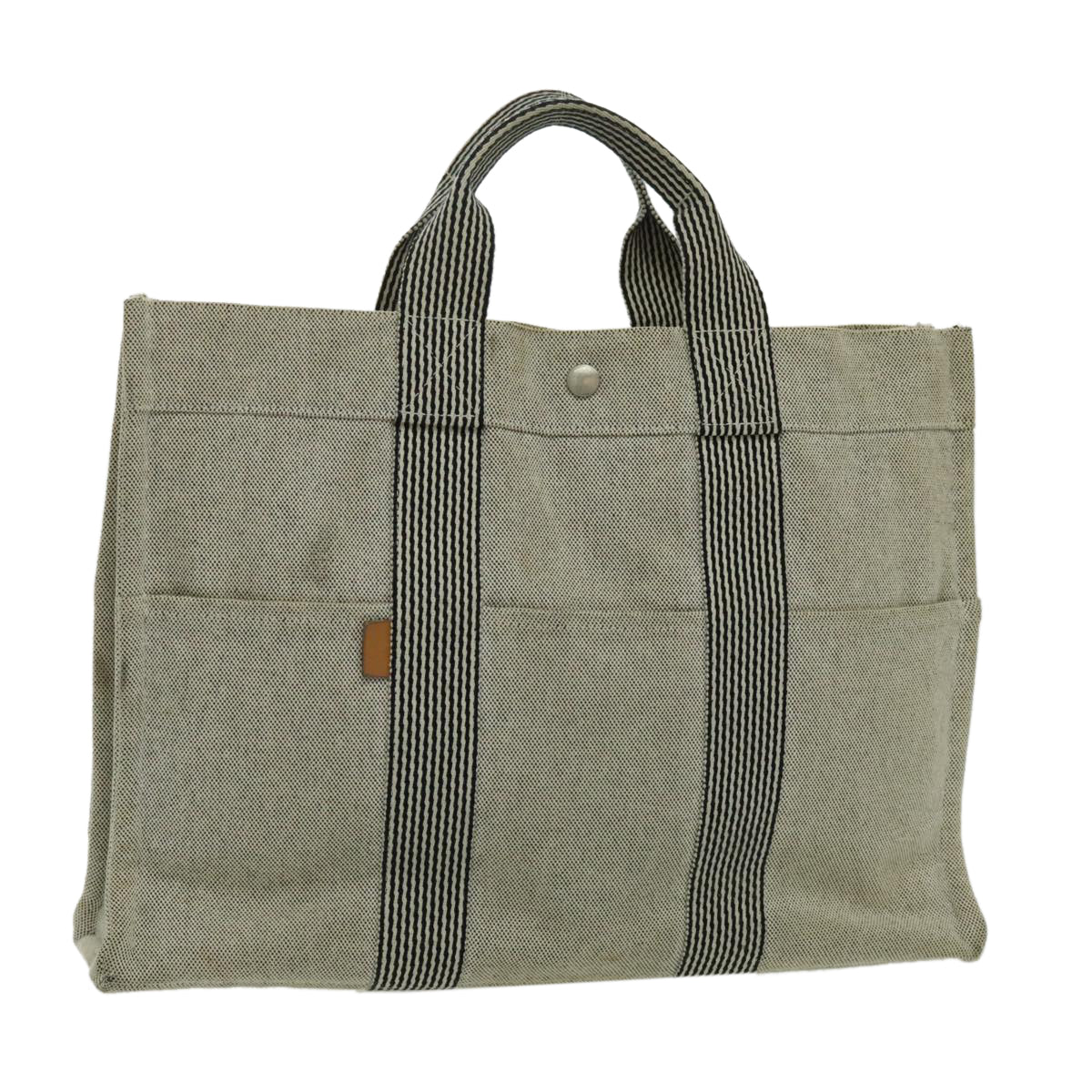 HERMES New Fourre Tout MM Tote Bag Canvas Gray Silver Auth bs19131