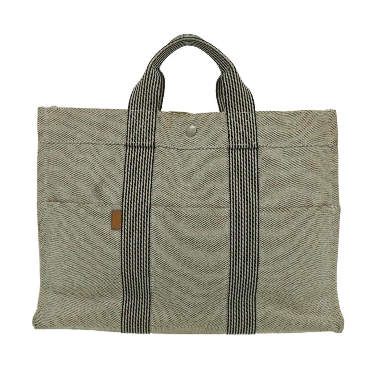 HERMES New Fourre Tout MM Tote Bag Canvas Gray Silver Auth bs19131