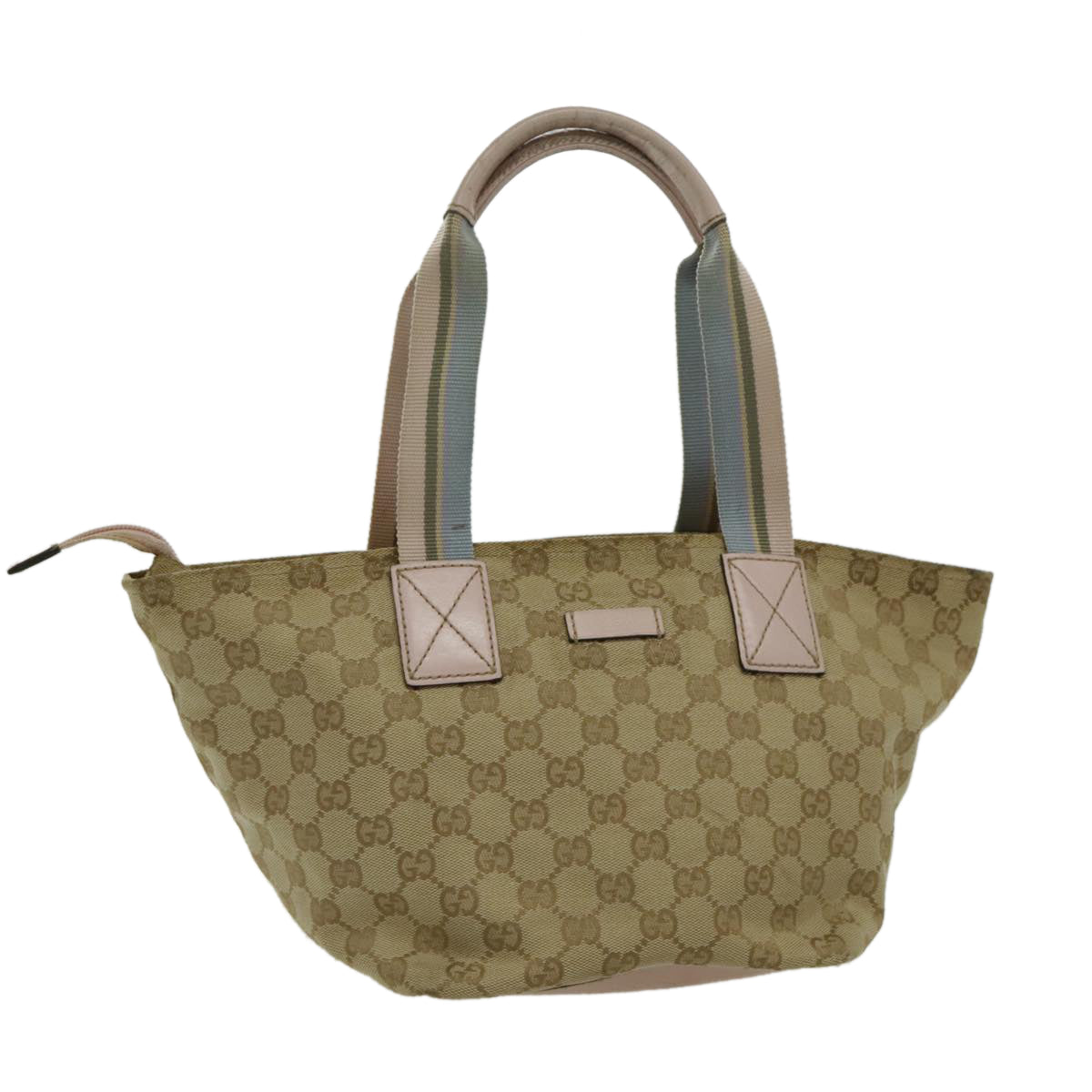 GUCCI GG Canvas Sherry Line Tote Bag Beige Blue pink 131228 Auth bs19133