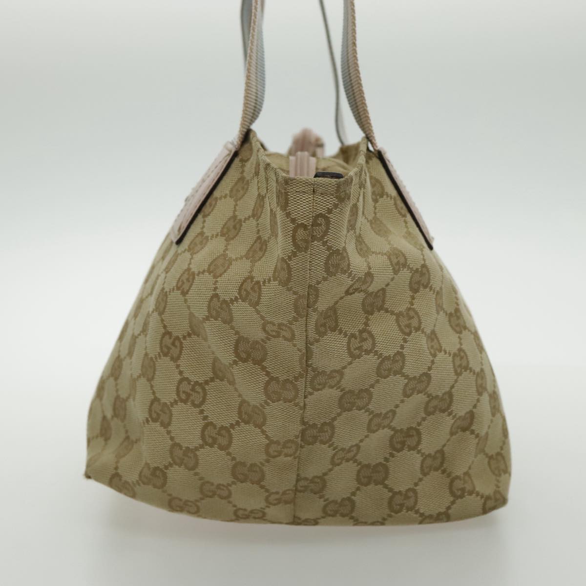 GUCCI GG Canvas Sherry Line Tote Bag Beige Blue pink 131228 Auth bs19133