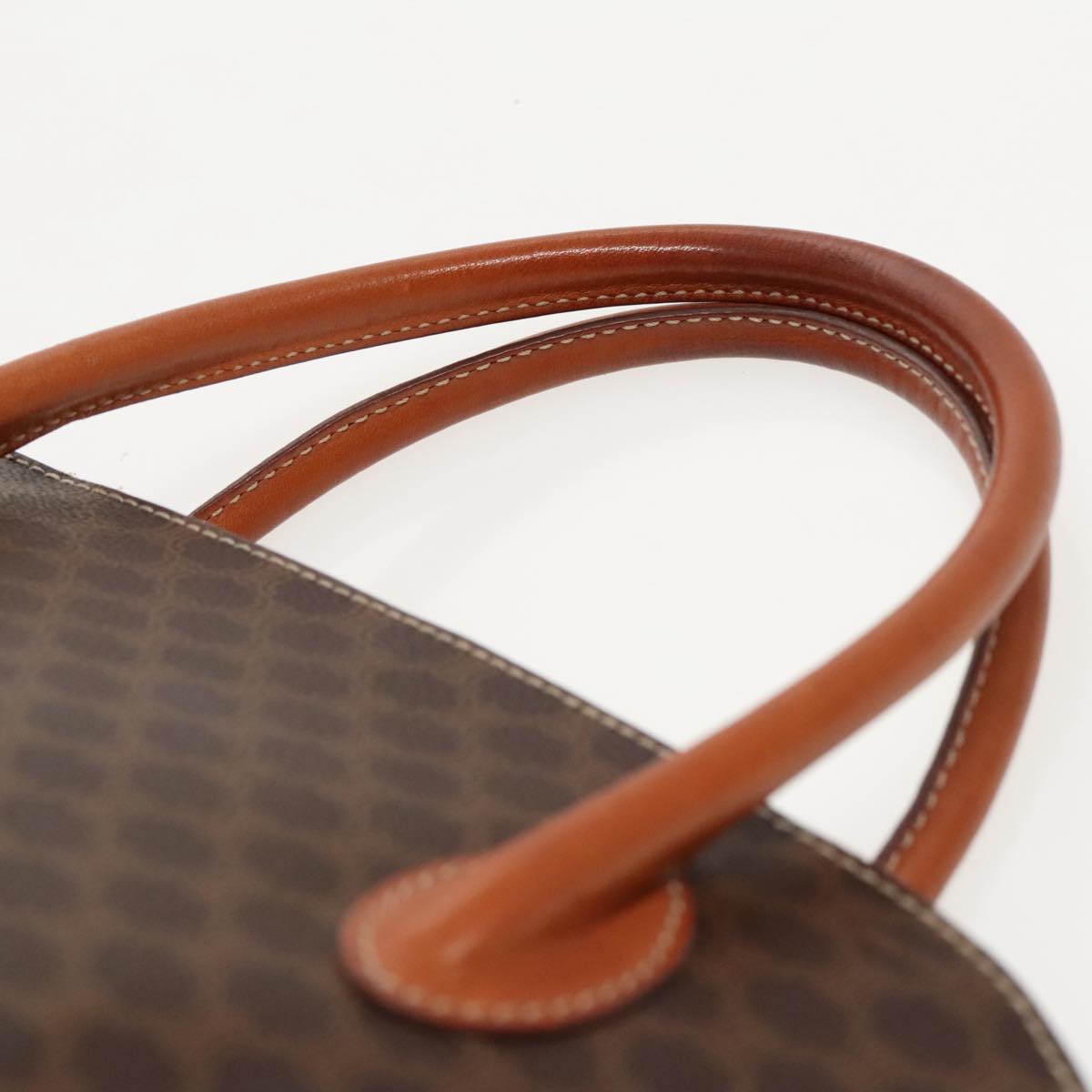 CELINE Macadam Canvas Hand Bag PVC Leather Brown Gold Auth bs19137