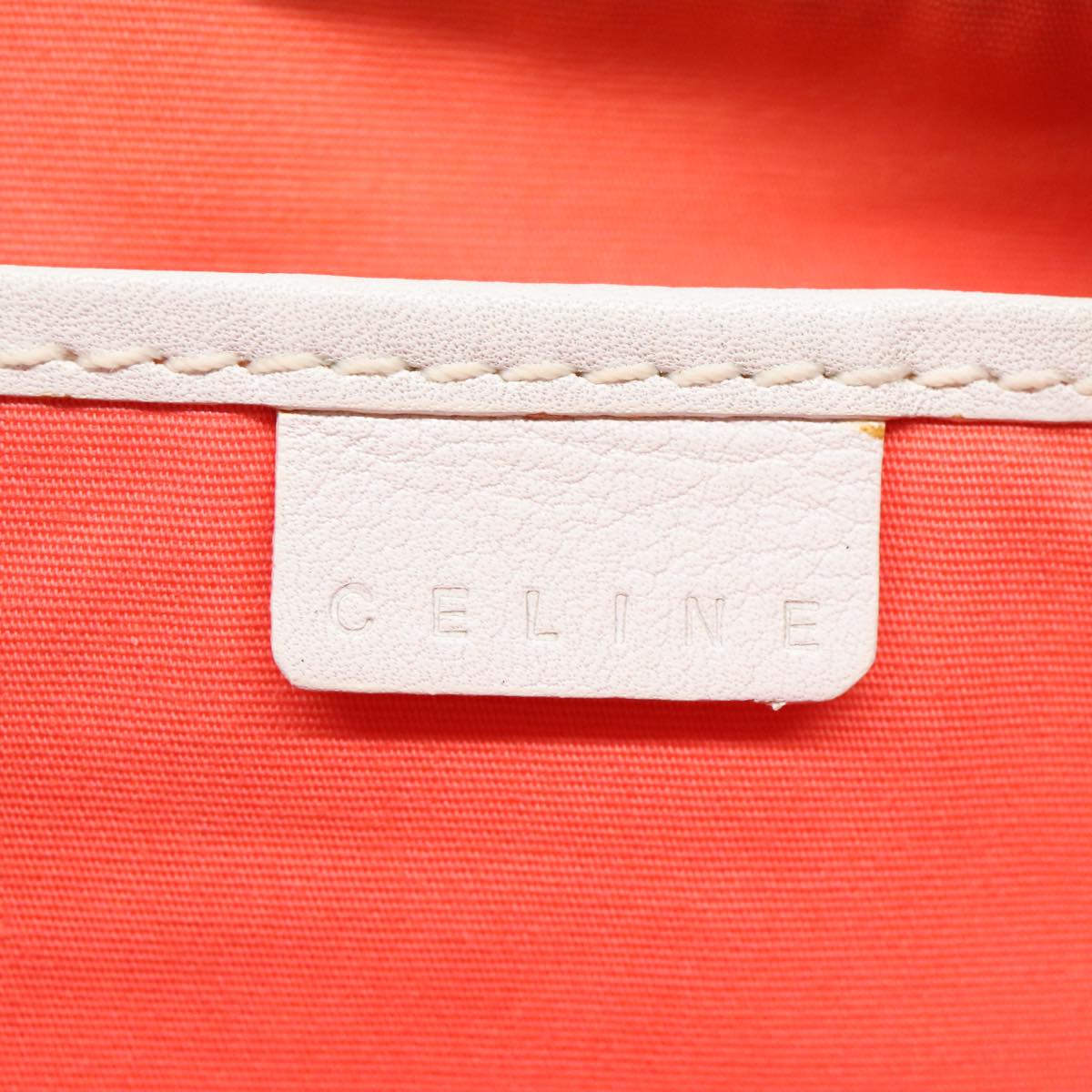 CELINE Shoulder Bag Canvas Red White Silver Auth bs19147