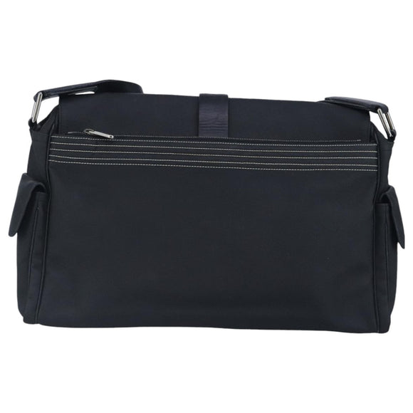 LOEWE Anagram Shoulder Bag Leather Black Silver Auth bs19153