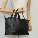 CHANEL V stitch Hand Bag Leather Black Silver CC Auth bs19168-20