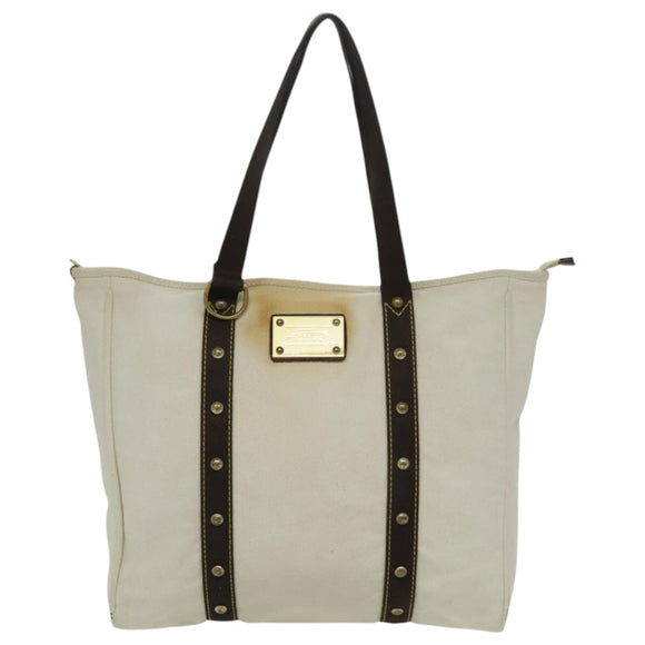 LOUIS VUITTON Antigua Cabas GM Tote Bag White Dark Brown M40033 LV Auth bs19171