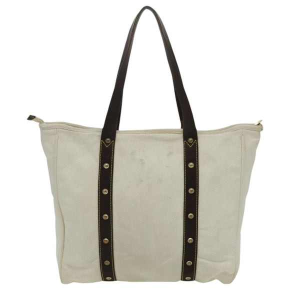LOUIS VUITTON Antigua Cabas GM Tote Bag White Dark Brown M40033 LV Auth bs19171