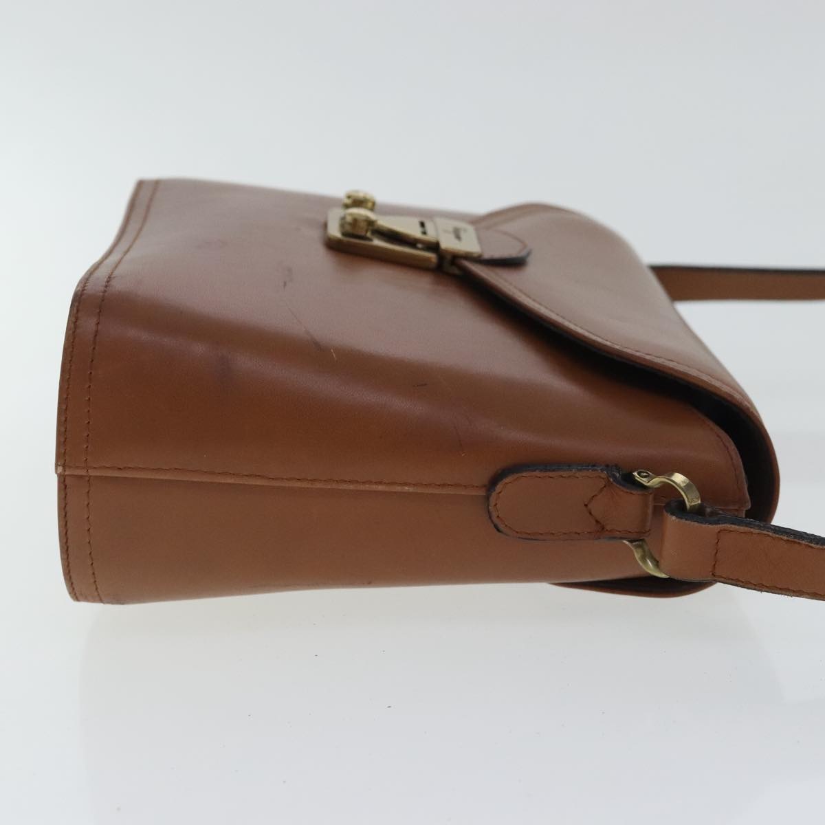 Salvatore Ferragamo Shoulder Bag Leather Brown Gold Auth bs19185