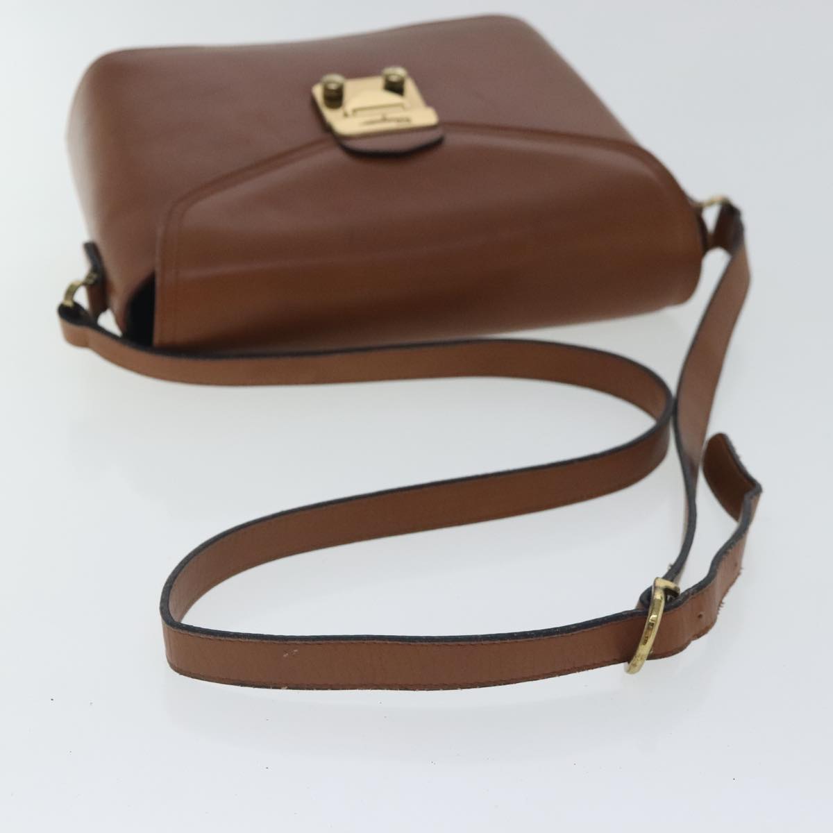 Salvatore Ferragamo Shoulder Bag Leather Brown Gold Auth bs19185