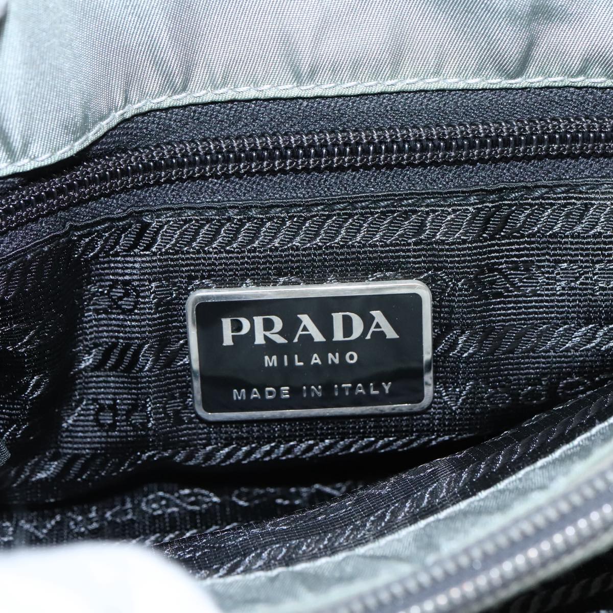 PRADA Chain Shoulder Bag Nylon Plastic Gray Silver Auth bs19191