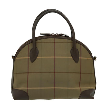 Burberrys Nova Check Hand Bag Canvas Leather Brown Gold Auth bs19193 - 0