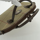 Burberrys Nova Check Hand Bag Canvas Leather Brown Gold Auth bs19193-6