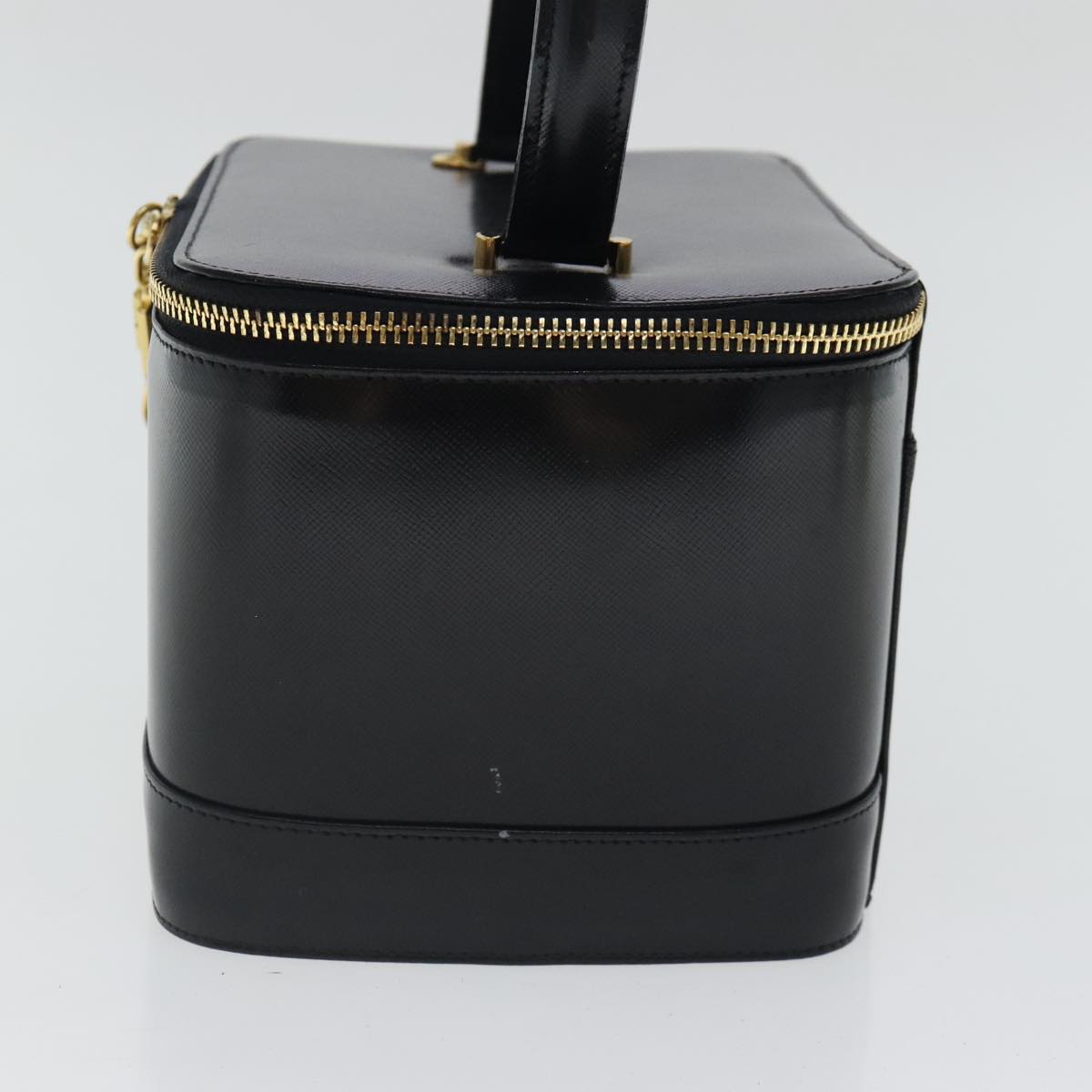 VERSACE Hand Bag Leather Black Gold Auth bs19202