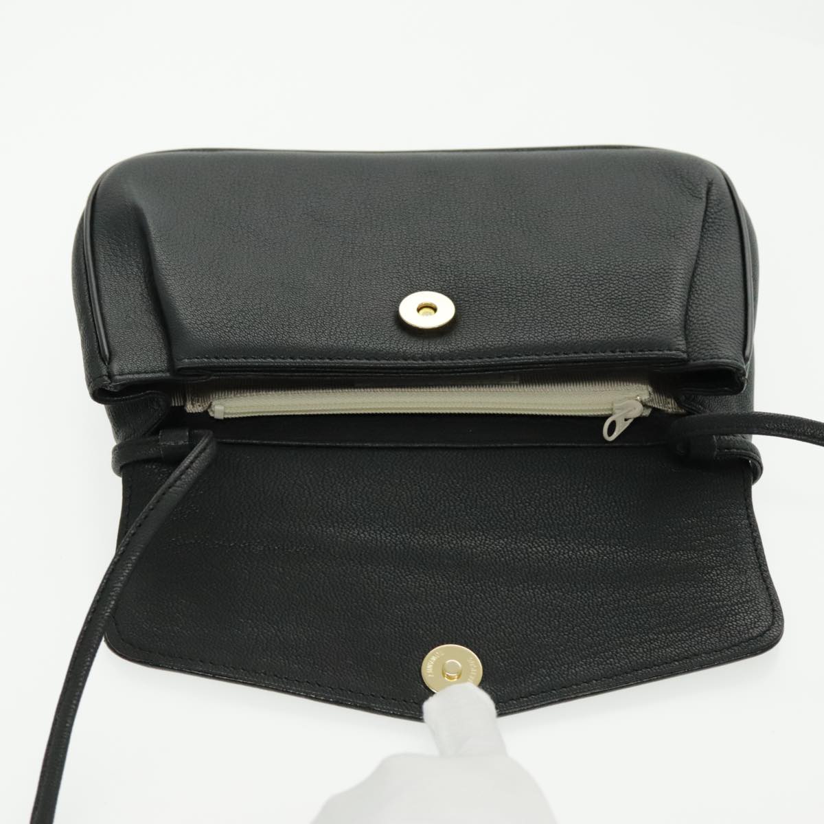 GIVENCHY Shoulder Bag Leather Black Gold Auth bs19203