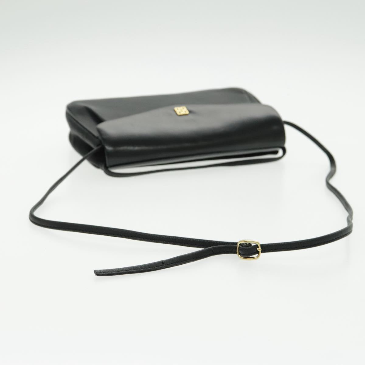 GIVENCHY Shoulder Bag Leather Black Gold Auth bs19203