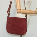 CARTIER Shoulder Bag Suede Red Gold Auth bs19206-21
