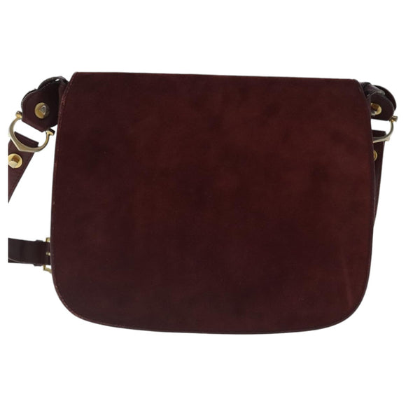 CARTIER Shoulder Bag Suede Red Gold Auth bs19206