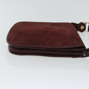 CARTIER Shoulder Bag Suede Red Gold Auth bs19206-4