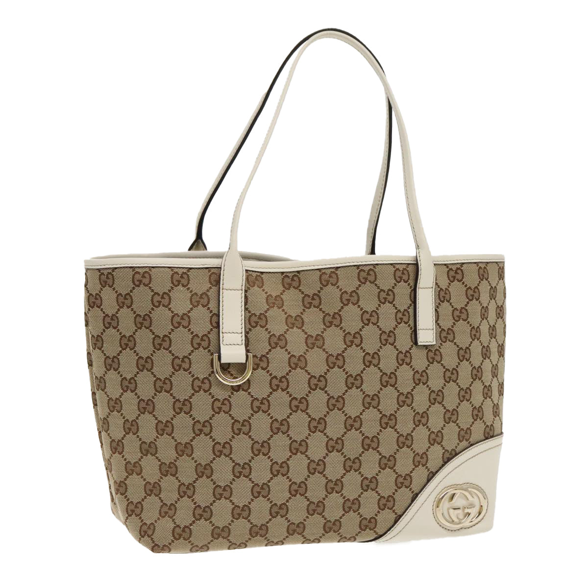 GUCCI GG Canvas Tote Bag Beige Gold 169946 Auth bs19215