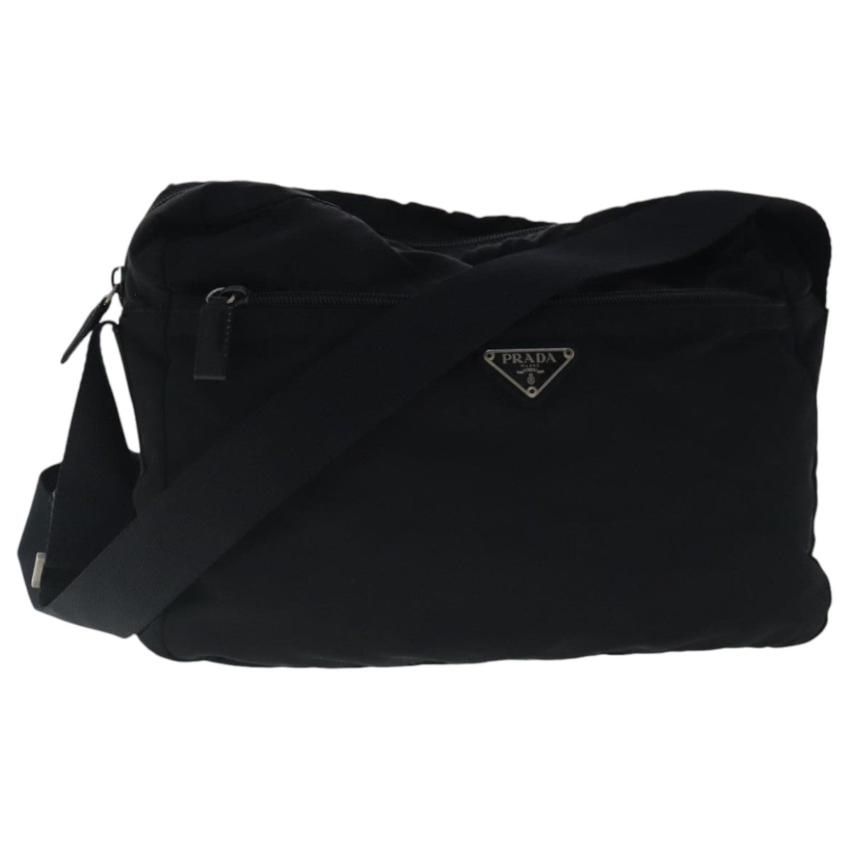 PRADA Shoulder Bag Nylon Black Silver Auth bs19231