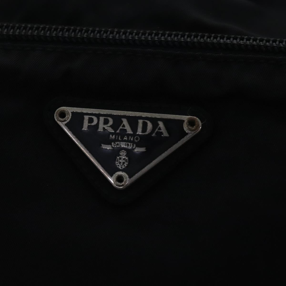 PRADA Shoulder Bag Nylon Black Silver Auth bs19231