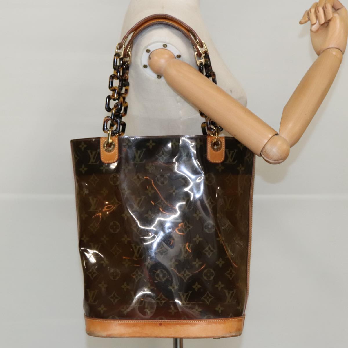 LOUIS VUITTON Monogram Vinyl Cabas Amble PM Tote Bag Brown LV Auth bs19240