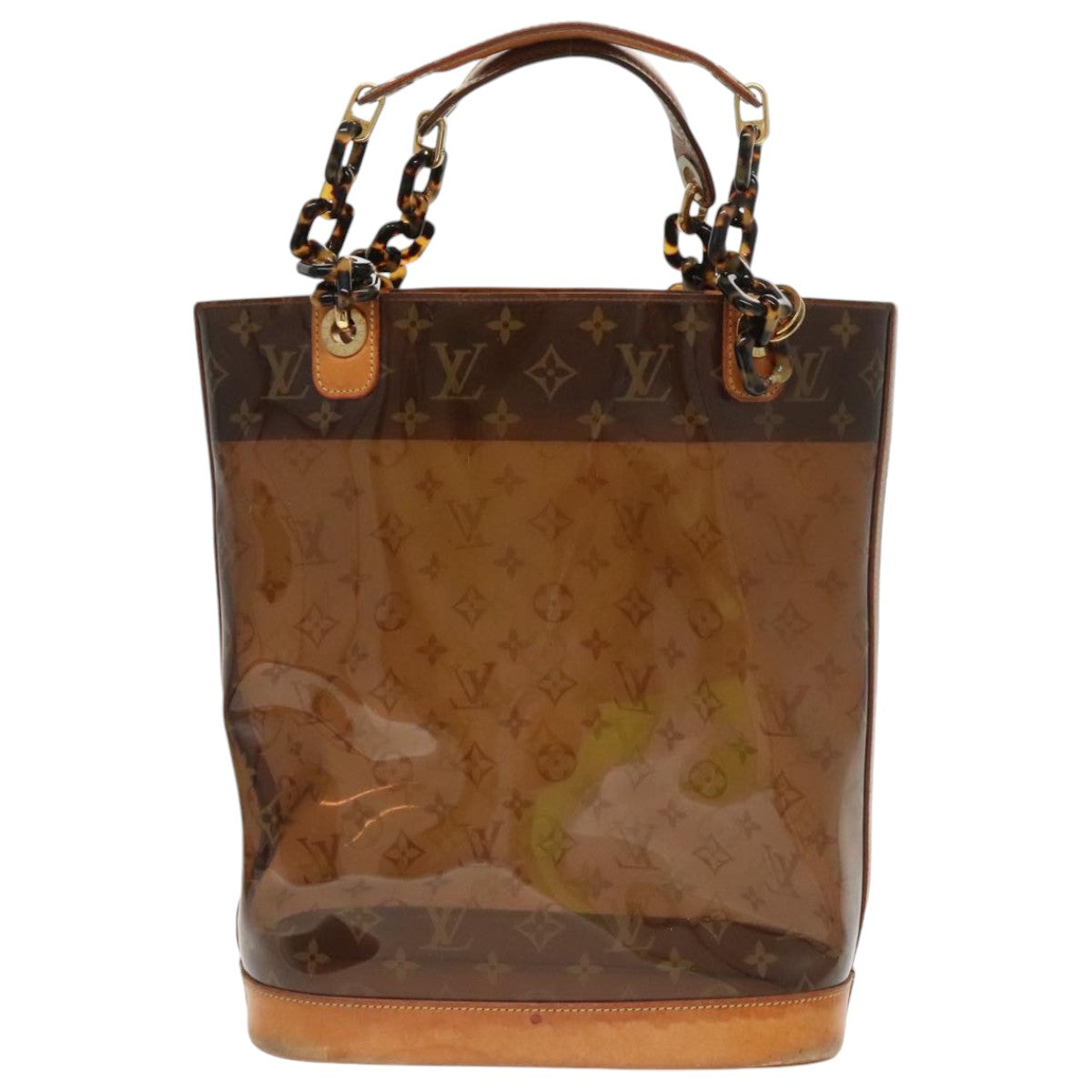 LOUIS VUITTON Monogram Vinyl Cabas Amble PM Tote Bag Brown LV Auth bs19240