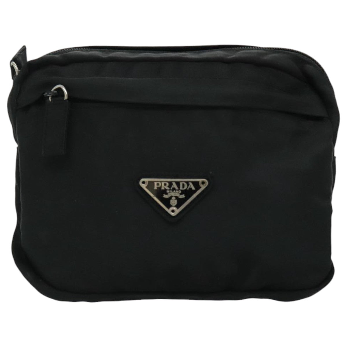 PRADA Waist bag Nylon Black Silver Auth bs19245