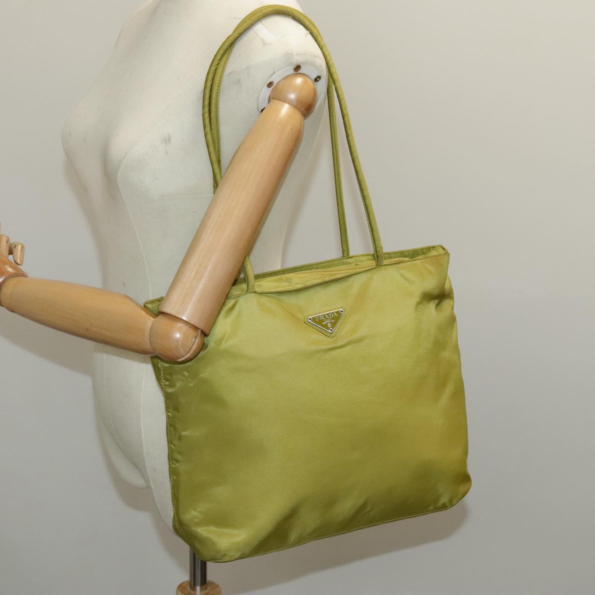 PRADA Tote Bag Nylon Green Auth bs19248