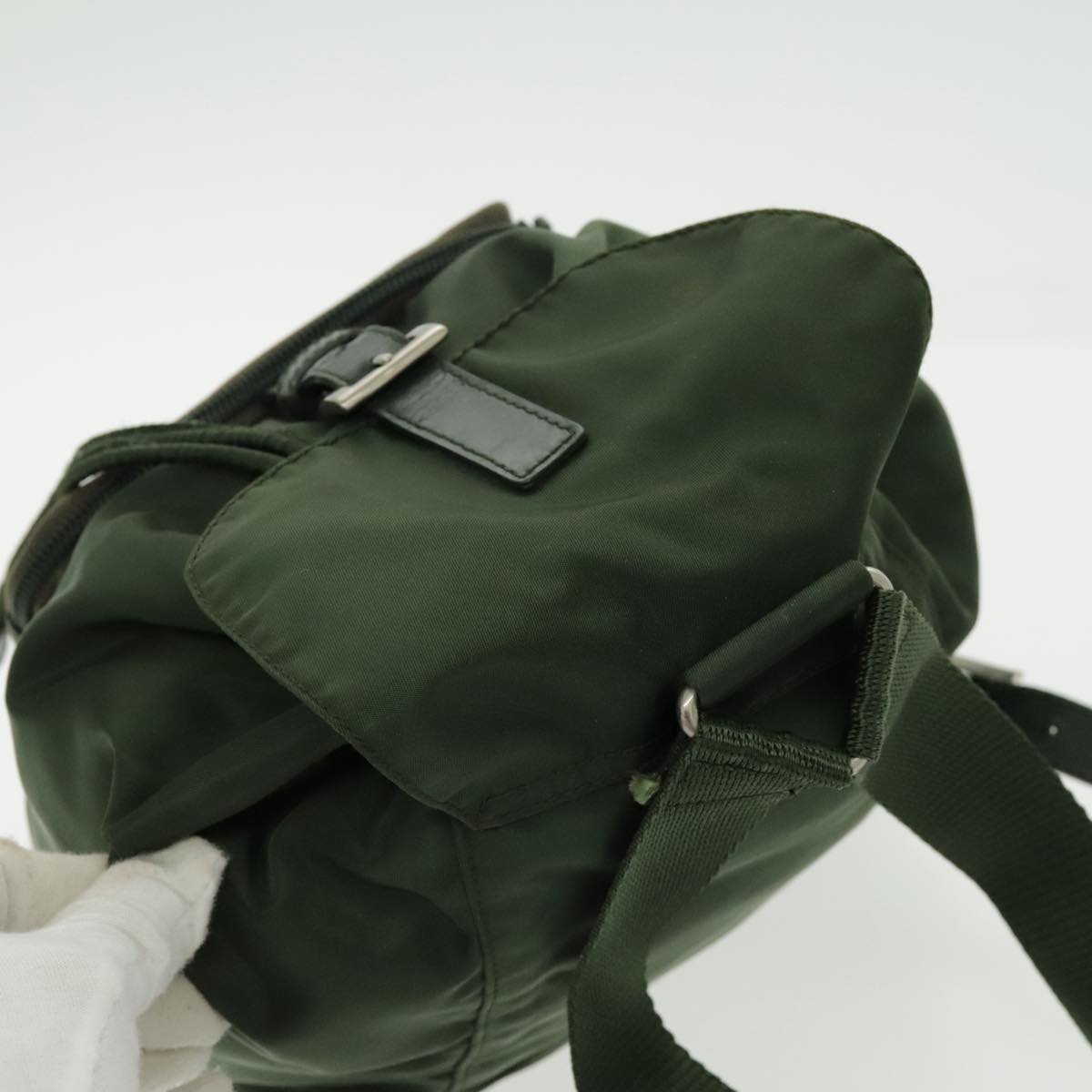 PRADA Backpack Nylon Green Silver Auth bs19249