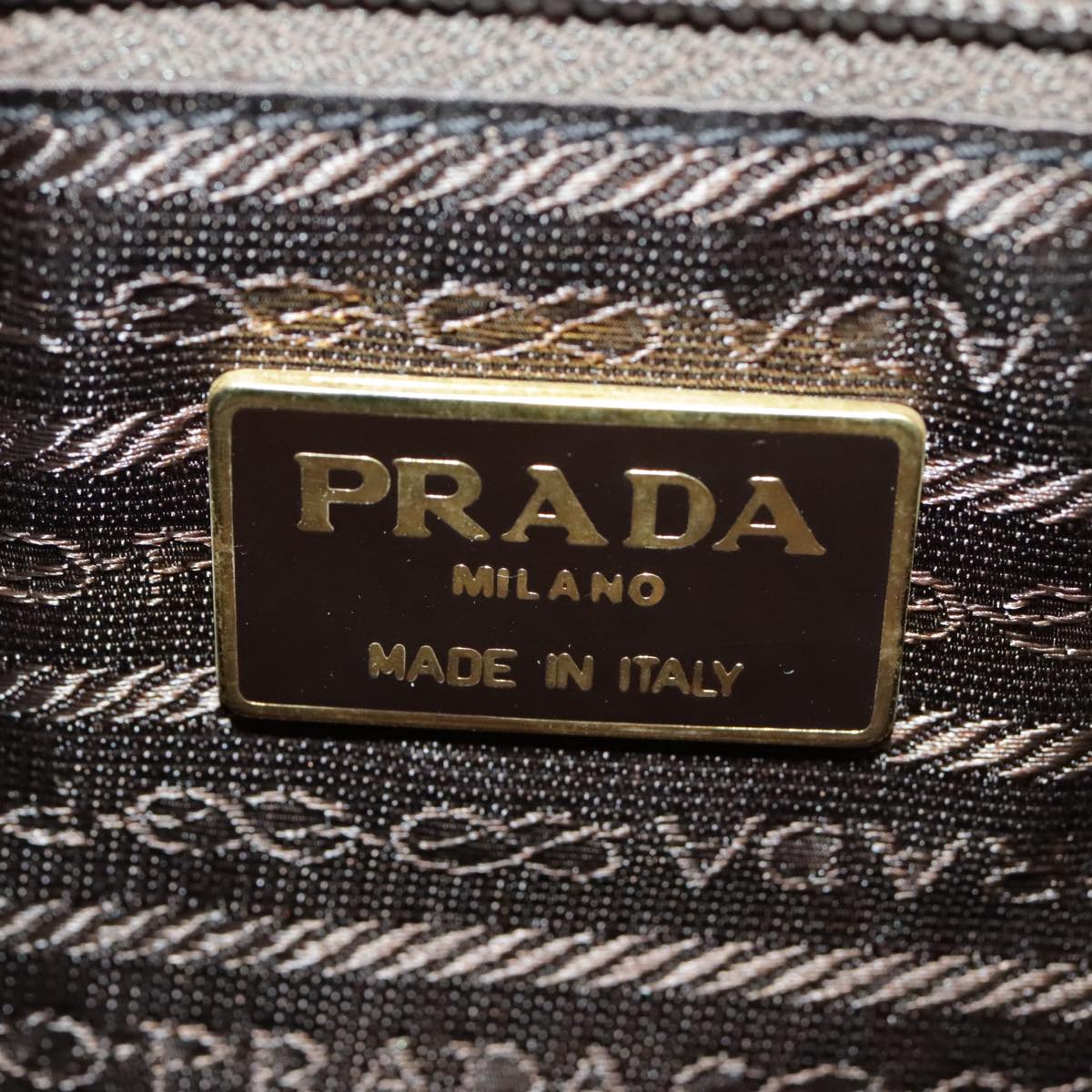 PRADA Chain Shoulder Bag Nylon Green Dark Brown Gold Auth bs19254