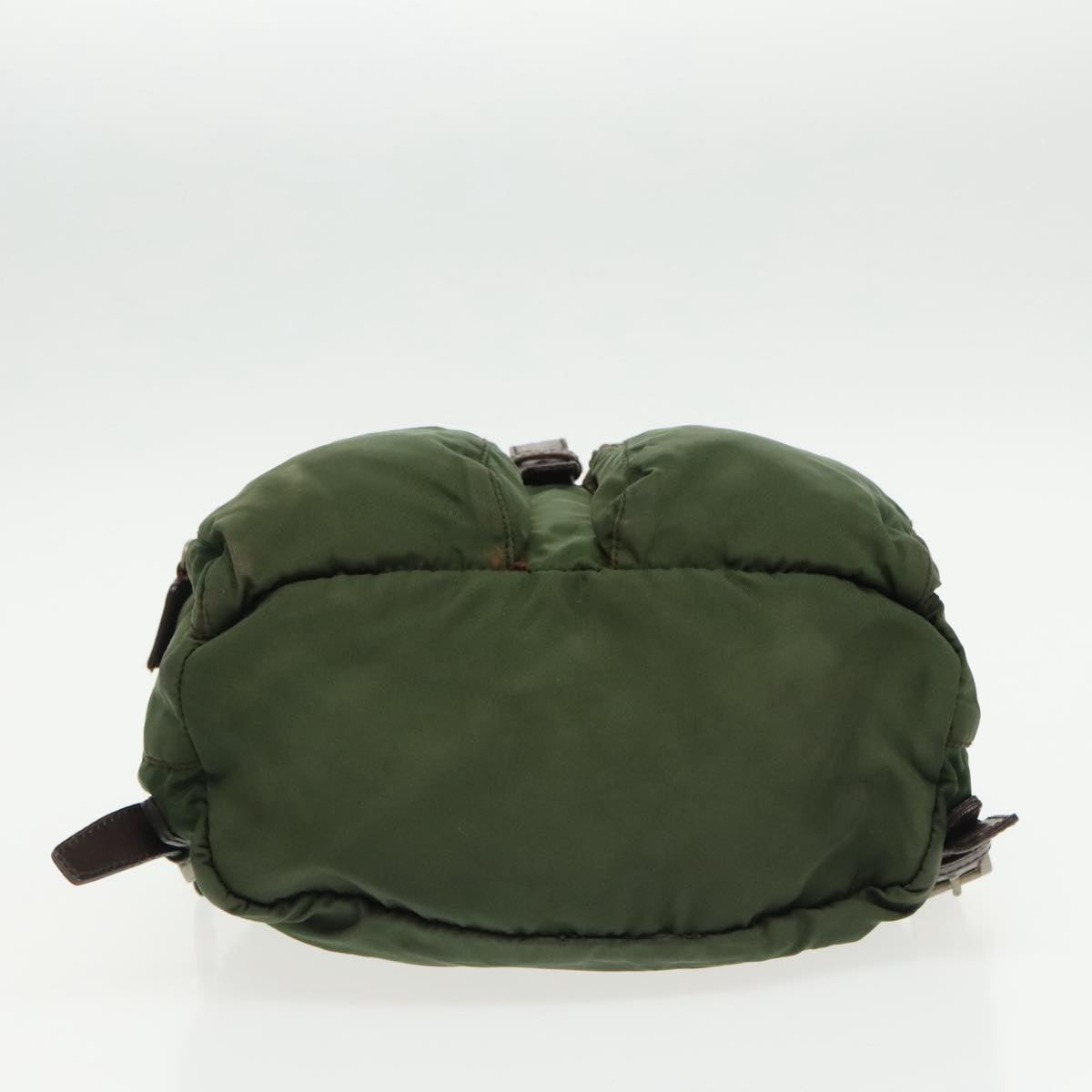 PRADA Backpack Nylon Green Brown Silver Auth bs19257