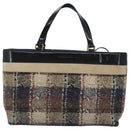 BURBERRY Hand Bag Wool Beige Gold Auth bs19268-13
