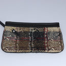 BURBERRY Hand Bag Wool Beige Gold Auth bs19268-21