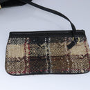 BURBERRY Hand Bag Wool Beige Gold Auth bs19268-22