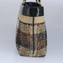 BURBERRY Hand Bag Wool Beige Gold Auth bs19268-3