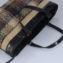 BURBERRY Hand Bag Wool Beige Gold Auth bs19268-6