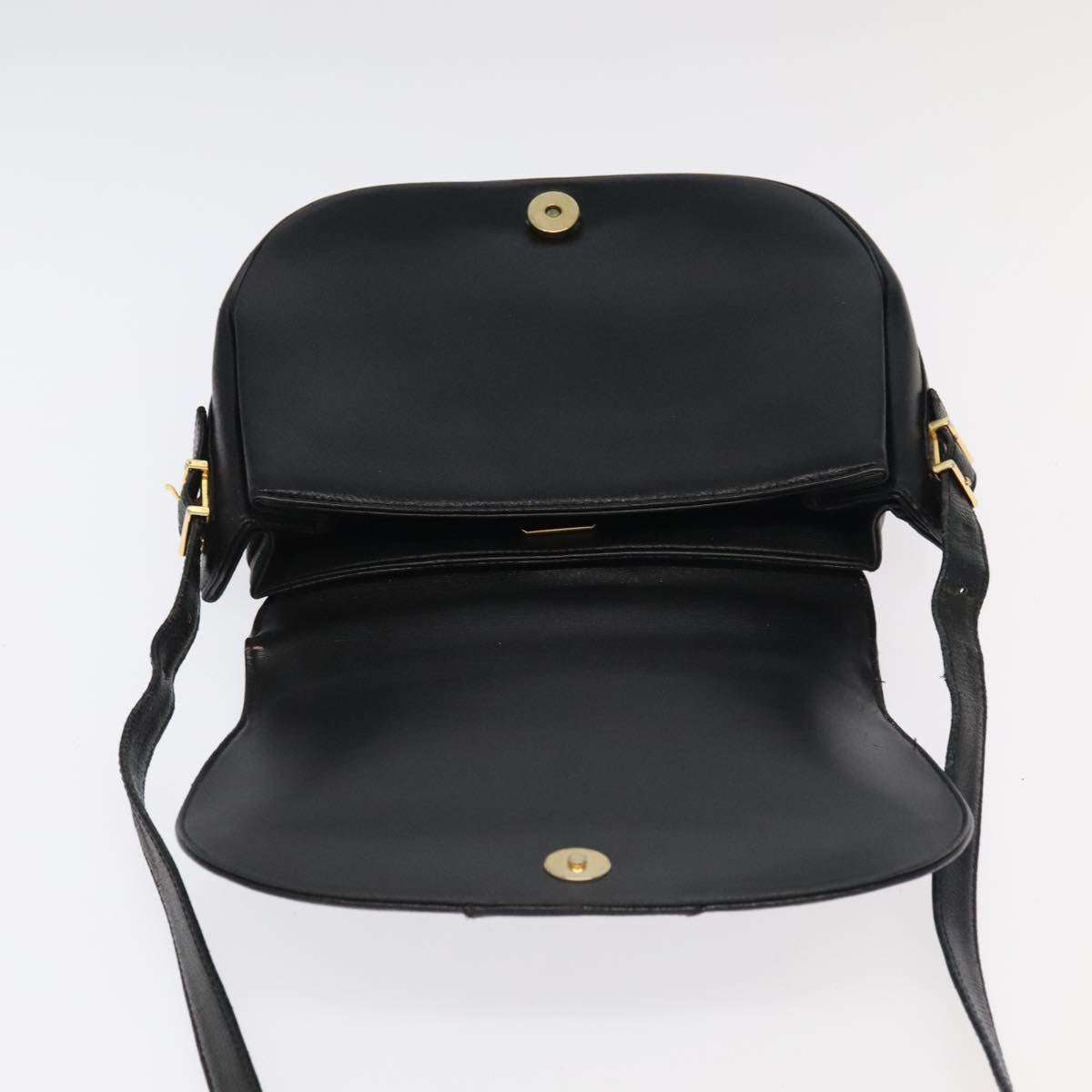 GIVENCHY Shoulder Bag Leather Black Gold Auth bs19284