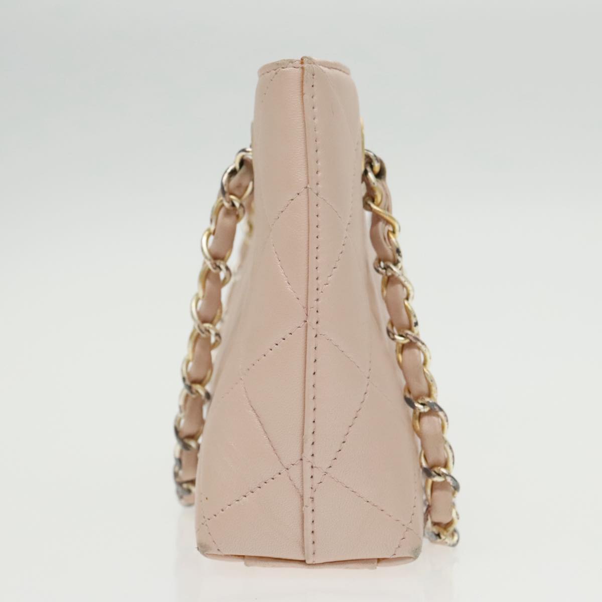 CHANEL Matelasse Chain Hand Bag Leather Pink Silver CC Auth bs19287