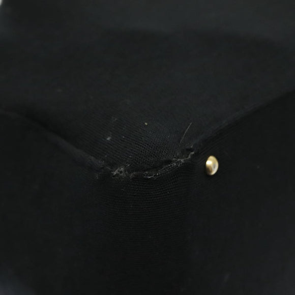 CHANEL Hand Bag Cotton Black Gold CC Auth bs19294