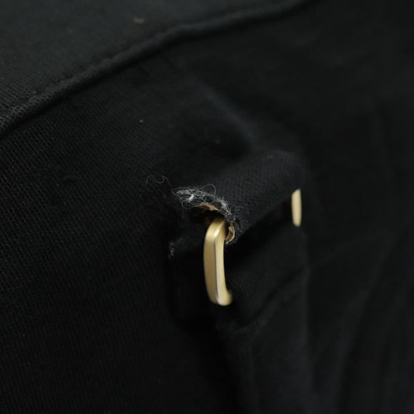 CHANEL Hand Bag Cotton Black Gold CC Auth bs19294