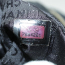 CHANEL Hand Bag Cotton Black Gold CC Auth bs19294-12